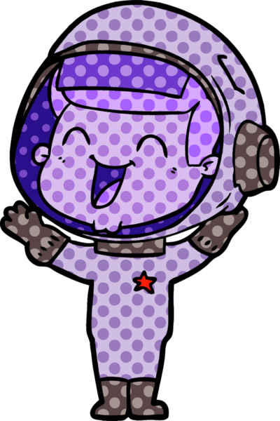 Bir insan tarafından çizilmiş mutlu astronot çizgi filmi.