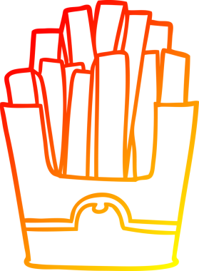 Bir insan tarafından çizilmiş abur cubur kızartmasının sıcak gradyan çizimi