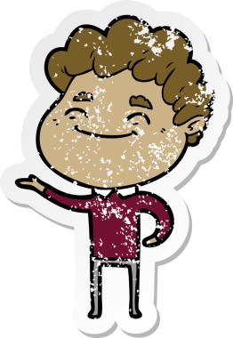 Bir insan tarafından çizilmiş, karikatür dostu bir adamın sıkıntılı çıkartması.