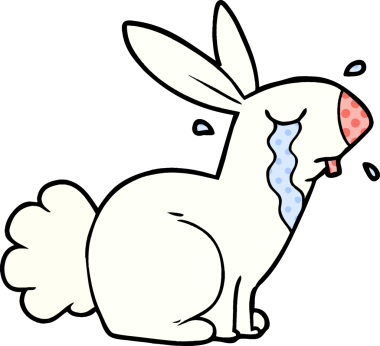 Bir insan tarafından çizilmiş ağlayan tavşan.