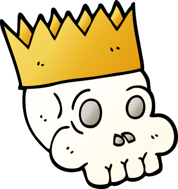 vektör gradyan çizim karikatür kafatası bir insan tarafından çizilmiş taç