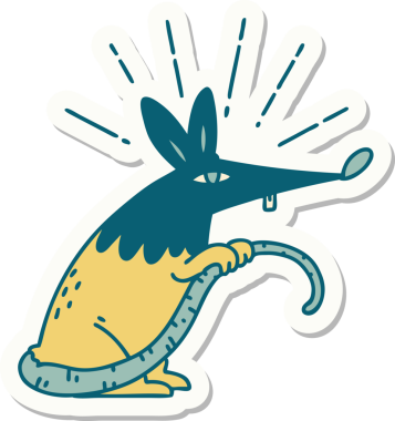 Bir insan tarafından çizilmiş dövme stili sinsi fare çıkartması.