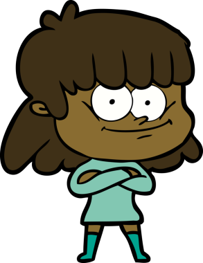 Bir insan tarafından çizilmiş gülümseyen bir kadın.