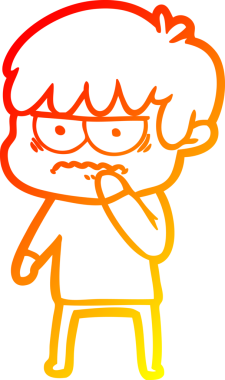 Bir insan tarafından çizilmiş kızgın çizgi film çocuğunun sıcak çizgi çizimi.