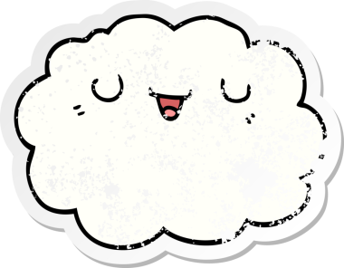 Bir insan tarafından çizilmiş karikatür bulutunun sıkıntılı çıkartması.