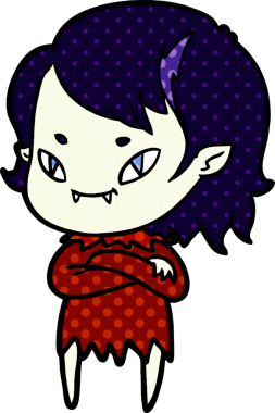 Bir insan tarafından çizilmiş çizgi film dostu vampir kız.