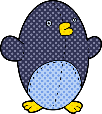 Bir insan tarafından çizilmiş oyuncak penguen.