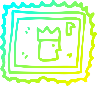 Bir insan tarafından çizilmiş bir karton pulun soğuk gradyan çizimi