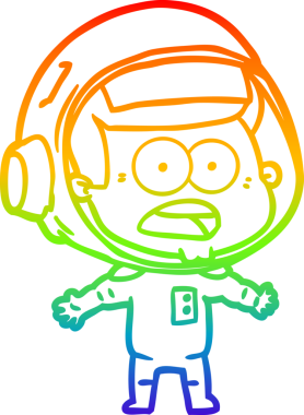 gökkuşağı gradyan çizgi çizimi bir insan tarafından çizilmiş astronot şaşırttı