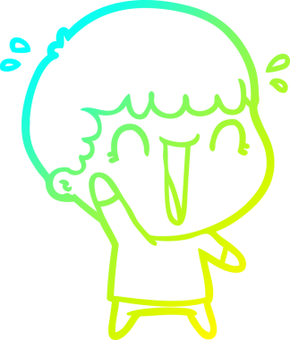 Bir insan tarafından çizilmiş gülen bir çizgi film karakterinin soğuk gradyan çizgisi.