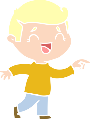 Düz renkli çizgi film gülen adam bir insan tarafından çizilmiş