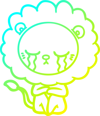 Bir insan tarafından çizilmiş ağlayan bir aslanın soğuk gradyan çizgisi.