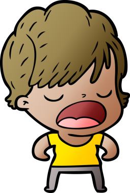 Bir insan tarafından çizilmiş bir karikatür kadın konuşuyor.