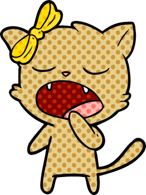 Bir insan tarafından çizilmiş esneyen kedi çizgi filmi.