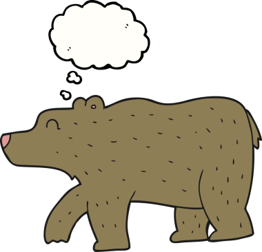 Bir insan tarafından çizilmiş serbest çizim balon karikatür ayısı.