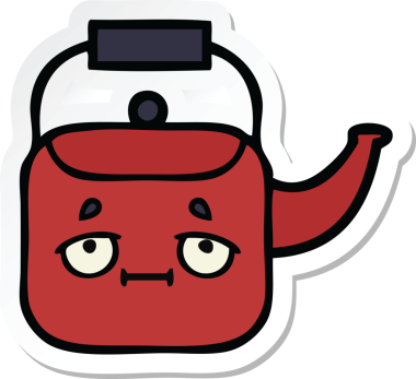 Bir insan tarafından çizilmiş şirin bir çaydanlığın çıkartması.