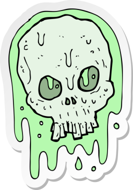 Bir insan tarafından çizilmiş yapışkan bir kafatası.