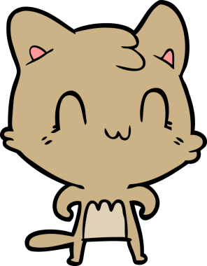 Bir insan tarafından çizilmiş mutlu bir kedi.