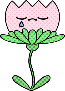 Bir insan tarafından çizilmiş bir çiçeğin karikatürü.