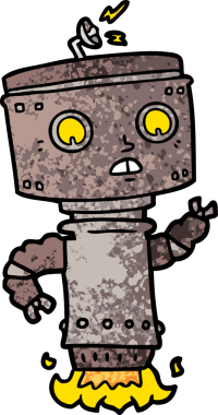 Bir insan tarafından çizilmiş robot çizgi film.