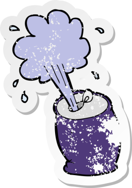 Bir insan tarafından çizilmiş karikatür köpüren soda kutusunun geriletilmiş etiketi.