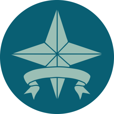 bir insan tarafından çizilmiş bir yıldızın pankartıyla dövme biçimi simgesi