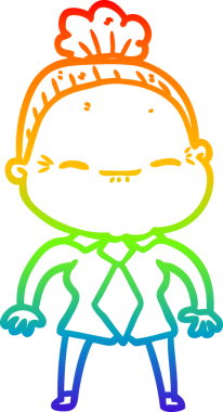 Gökkuşağı gradyan çizimi bir insan tarafından çizilmiş barışçıl yaşlı bir kadının çizimi