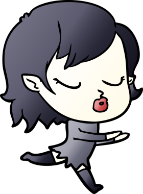 Bir insan tarafından çizilmiş şirin vampir kız çizgi filmi.