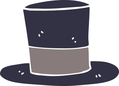 Bir insan tarafından çizilmiş düz renkli silindir şapka