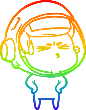 Bir insan tarafından çizilen gökkuşağı gradyan çizimi stresli astronot