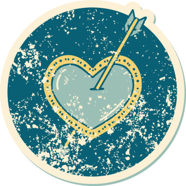 Bir insan tarafından çizilmiş ok ve kalbin sembolik depresif dövme görüntüsü