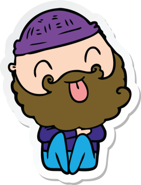 Bir insan tarafından çizilmiş sakallı bir adamın çıkartması.