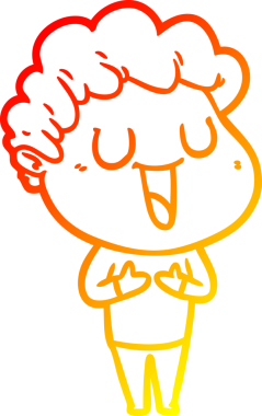 Bir insan tarafından çizilmiş gülen bir çizgi film karakterinin sıcak çizgi çizimi.