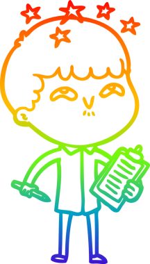 gökkuşağının gradyan çizimi bir çizgi film karakteri tarafından çizilmiş.