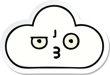 Bir insan tarafından çizilmiş şirin beyaz bulut etiketi.