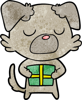 Bir insan tarafından çizilmiş çizgi film köpeği.