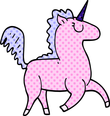 Bir insan tarafından çizilmiş karalama tek boynuzlu atı.