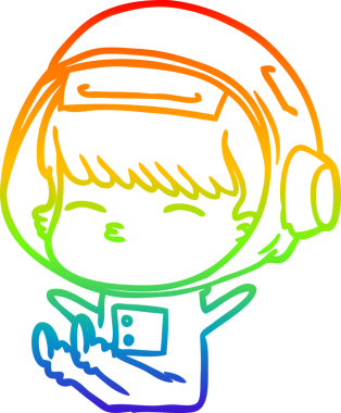 gökkuşağı gradyan çizimi bir insan tarafından çizilmiş meraklı astronot çizgi