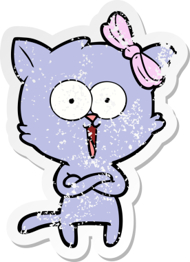 Bir insan tarafından çizilmiş karikatür bir kedinin sıkıntılı çıkartması.