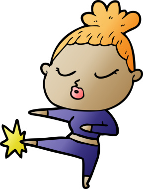 Bir insan tarafından çizilmiş sakin bir kadın çizgi filmi.