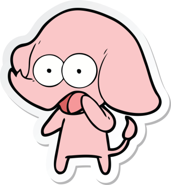 Bir insan tarafından çizilmiş şirin bir fil çıkartması.