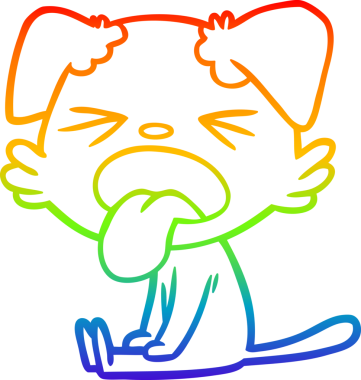 Gökkuşağı gradyan çizgi çizimi bir insan tarafından çizilmiş oturan bir köpek