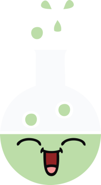 Bir insan tarafından çizilmiş bir test tüpünün düz renk retro karikatürü