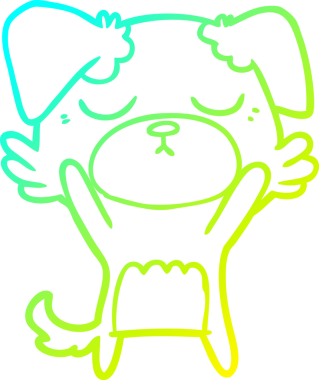 Bir insan tarafından çizilmiş şirin bir çizgi köpeğin soğuk gradyan çizgisi.