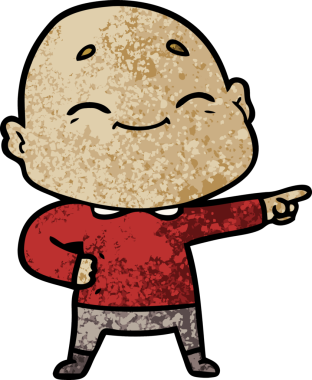 Bir insan tarafından çizilmiş mutlu, kel adam.