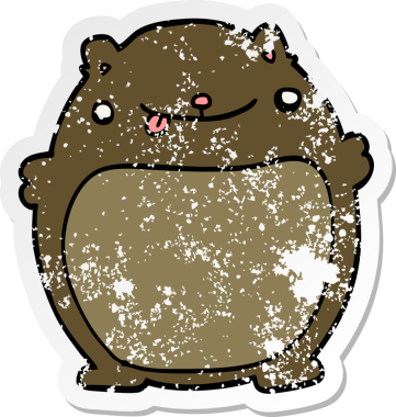 Bir insan tarafından çizilmiş karikatür ayısının sıkıntılı çıkartması.