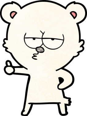 Sıkıcı kutup ayısı çizgi filmi bir insan tarafından çizilmiş işaret veriyor.