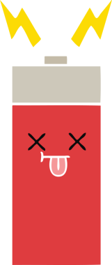 Bir insan tarafından çizilmiş düz renk retro pili.