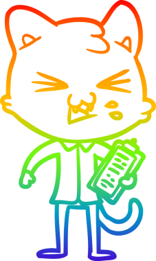 Gökkuşağı gradyan çizgi çizimi Bir insan tarafından çizilmiş bir çizgi kedi tıslama