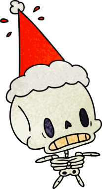 Bir insan tarafından çizilmiş kawaii iskeletinin el yapımı karikatürü.